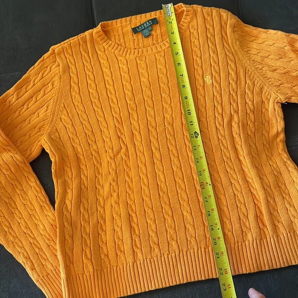 Lauren orange cable knit cotton sweater, medium, weight, size large, like new - Picture 5 of 7